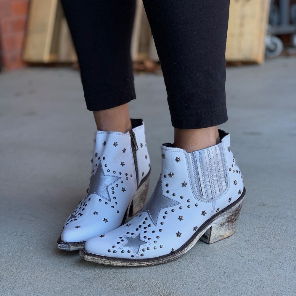 Liberty Black Caborca Silver White A Star Is Born Western Ankle Boots Sz 9